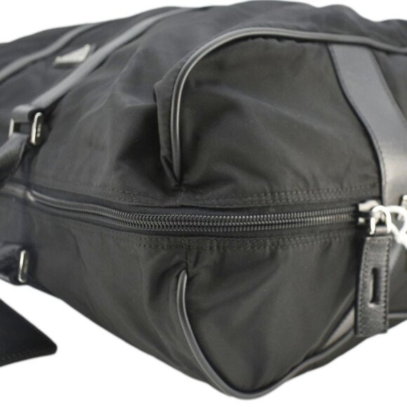 PRADA Re- Nylon Saffiano Leather Viaggio Duffle Bag Black - Picture 6 of 13
